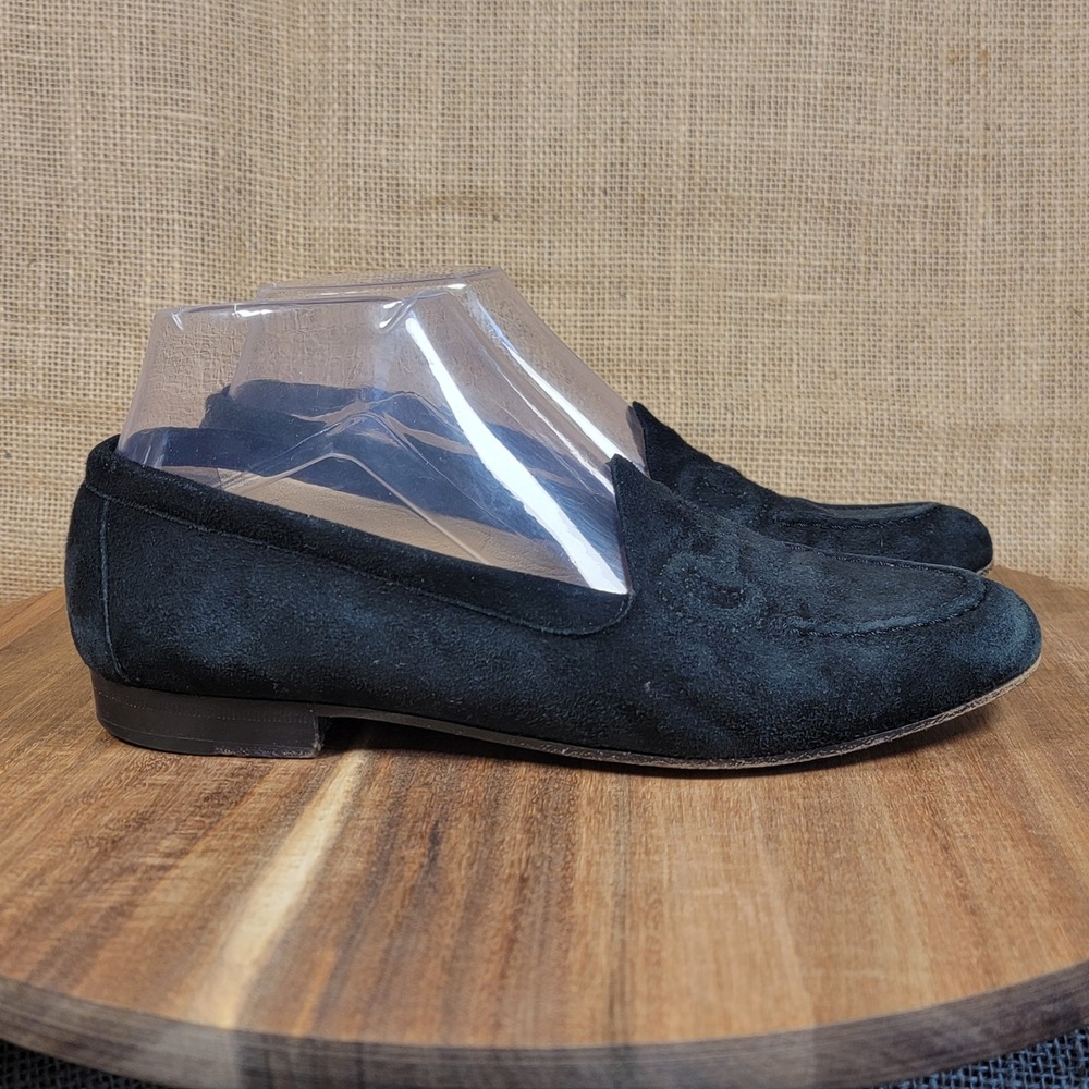 Gucci Embroidered Horsebit Loafers Black Suede Italy Women's 6.5B Designer Flats - Picture 2 of 10